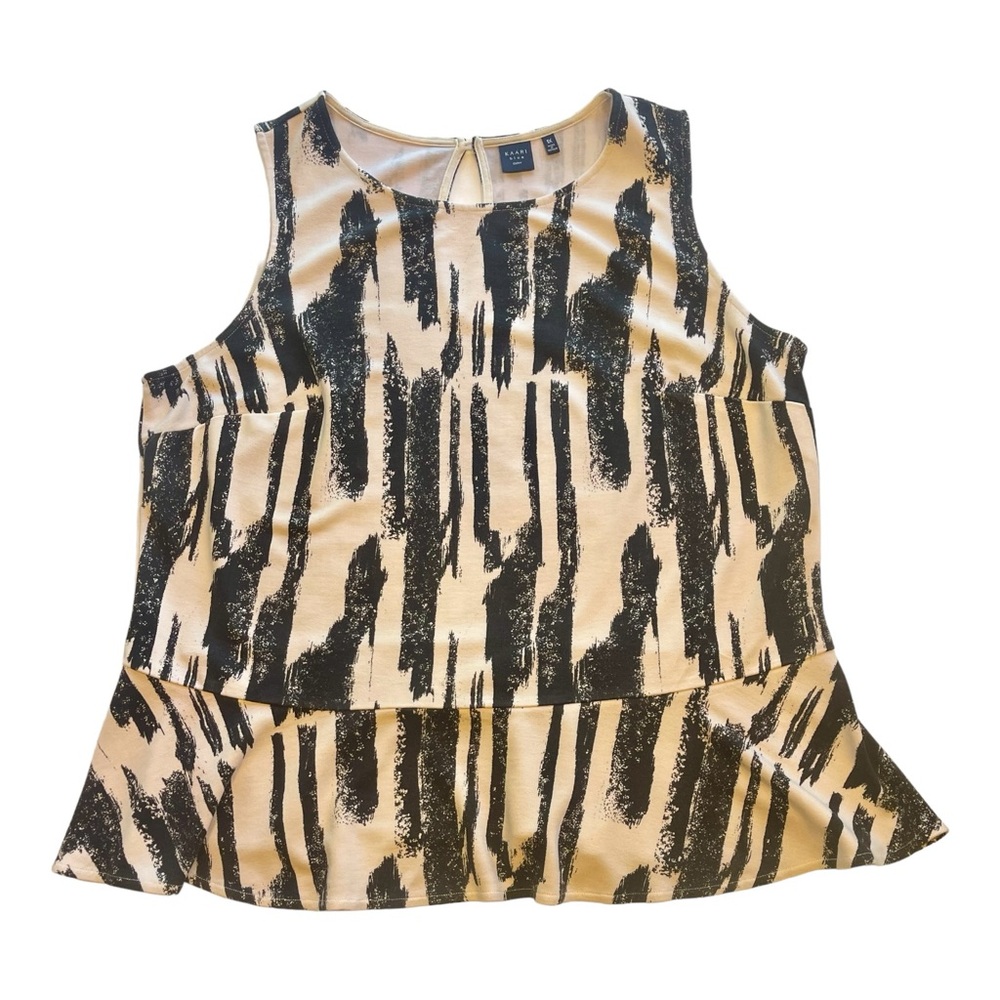 Kaari Blue Blouse ladies women's sleeveless zebra print design Sz M